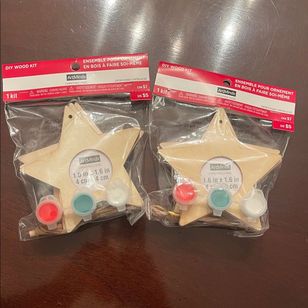 ArtMinds DIY Wood Ornament Kit Star frame 2 sets of 4